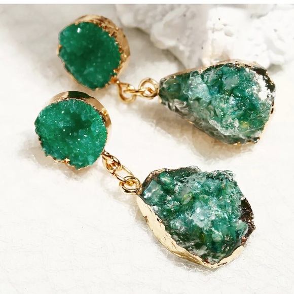 Crystal Druzy Drop Earrings - Picture 2 of 3